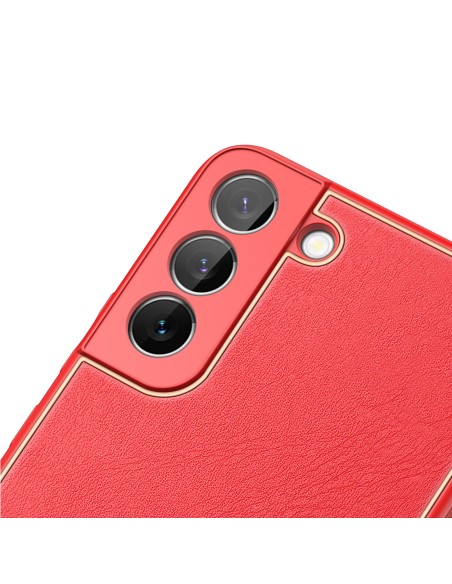 Dux Ducis Yolo elegantiškas dėklo dangtelis pagamintas iš ekologiškos odos, skirtas Samsung Galaxy S22+ (S22 Plus) raudo...
