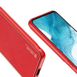 Dux Ducis Yolo elegantiškas dėklo dangtelis pagamintas iš ekologiškos odos, skirtas Samsung Galaxy S22+ (S22 Plus) raudo...