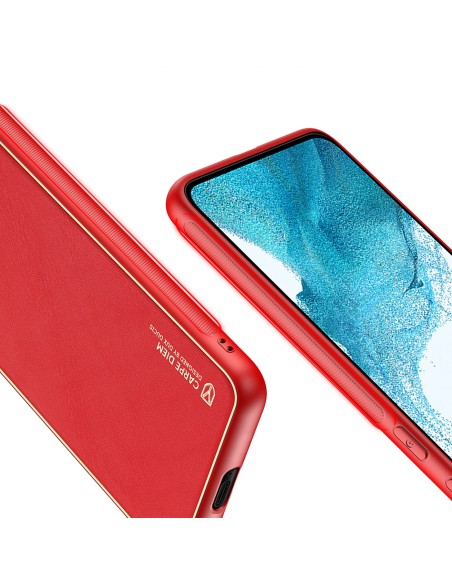 Dux Ducis Yolo elegantiškas dėklo dangtelis pagamintas iš ekologiškos odos, skirtas Samsung Galaxy S22+ (S22 Plus) raudo...