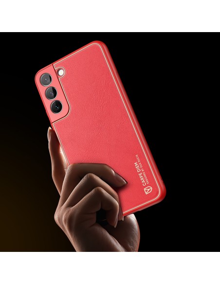 Dux Ducis Yolo elegantiškas dėklo dangtelis pagamintas iš ekologiškos odos, skirtas Samsung Galaxy S22+ (S22 Plus) raudo...