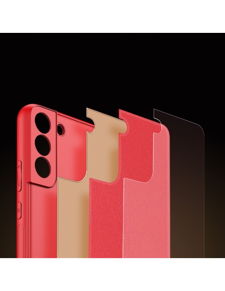 Dux Ducis Yolo elegantiškas dėklo dangtelis pagamintas iš ekologiškos odos, skirtas Samsung Galaxy S22+ (S22 Plus) raudo...