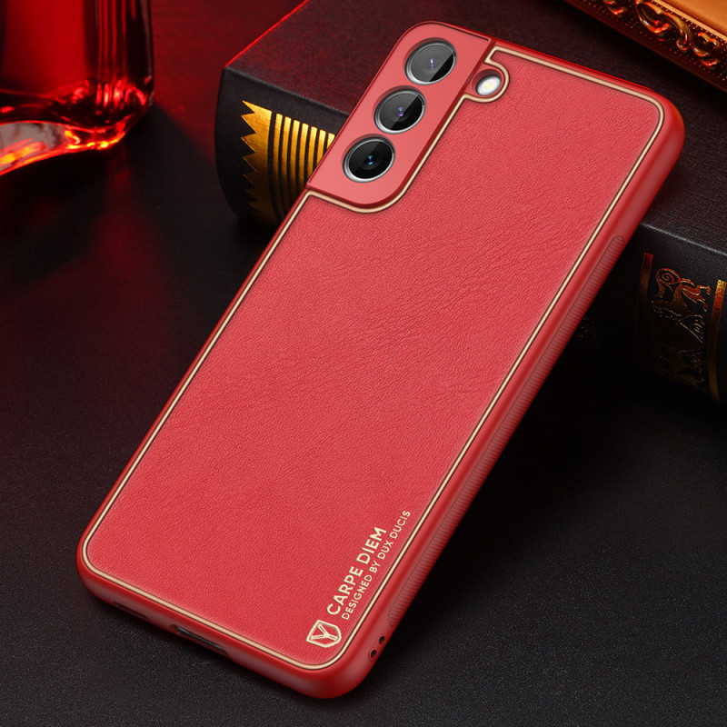 Dux Ducis Yolo elegantiškas dėklo dangtelis pagamintas iš ekologiškos odos, skirtas Samsung Galaxy S22+ (S22 Plus) raudo...