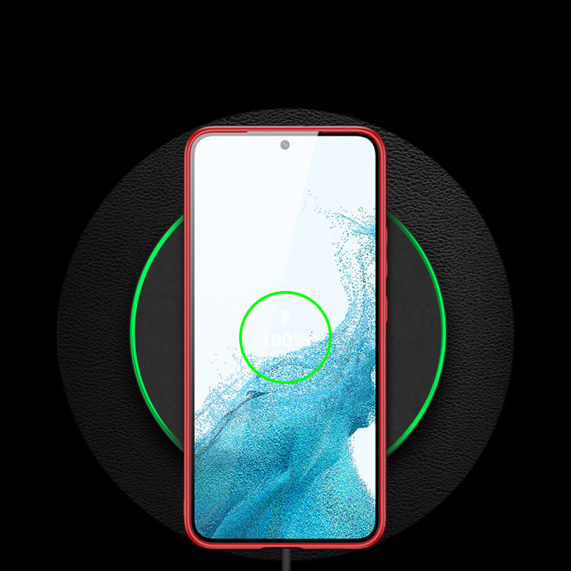 Dux Ducis Yolo elegantiškas dėklo dangtelis pagamintas iš ekologiškos odos, skirtas Samsung Galaxy S22+ (S22 Plus) raudo...