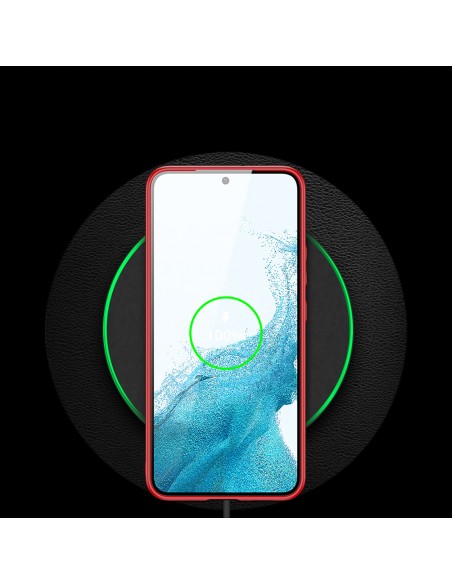 Dux Ducis Yolo elegantiškas dėklo dangtelis pagamintas iš ekologiškos odos, skirtas Samsung Galaxy S22+ (S22 Plus) raudo...
