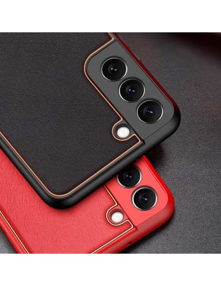 Dux Ducis Yolo elegantiškas dėklo dangtelis pagamintas iš ekologiškos odos, skirtas Samsung Galaxy S22+ (S22 Plus) raudo...