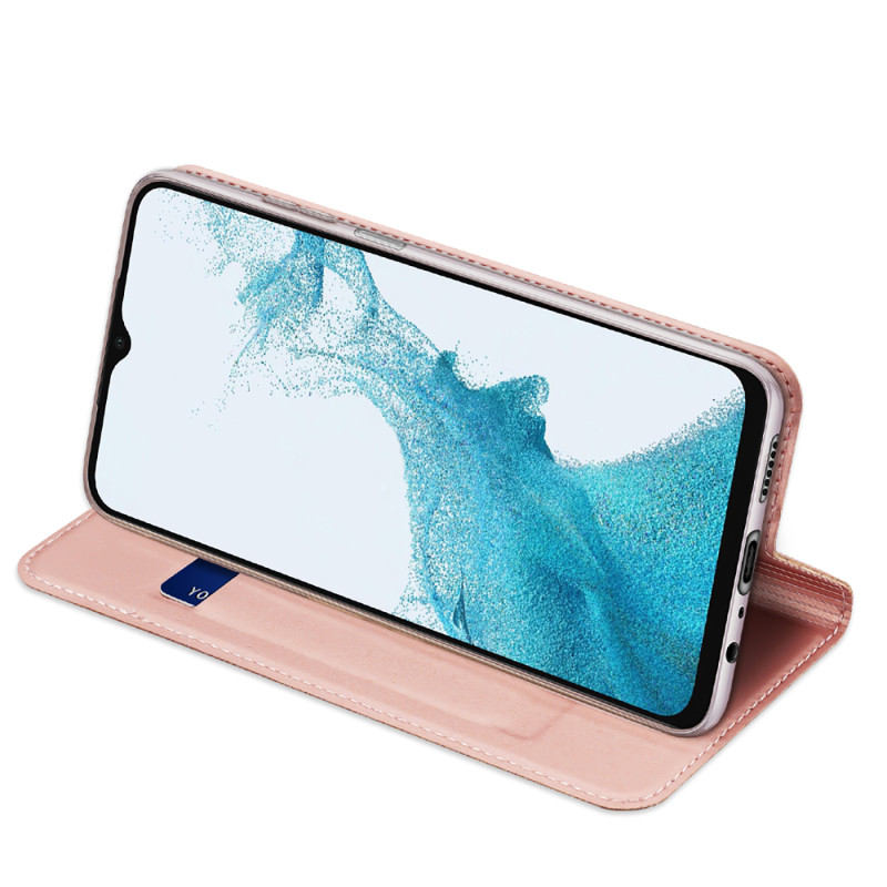 Dux Ducis Skin Pro dėklas su atvartu, skirtas Samsung Galaxy A23 rožinės spalvos