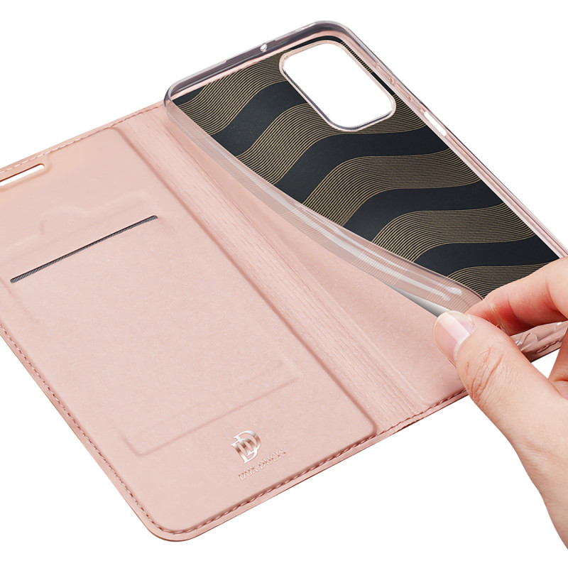 Dux Ducis Skin Pro dėklas su atvartu, skirtas Samsung Galaxy A23 rožinės spalvos