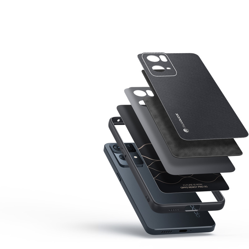 Dux Ducis Fino dėklo dangtelis, padengtas nailono medžiaga, skirtas Oppo Reno7 Pro 5G juodai