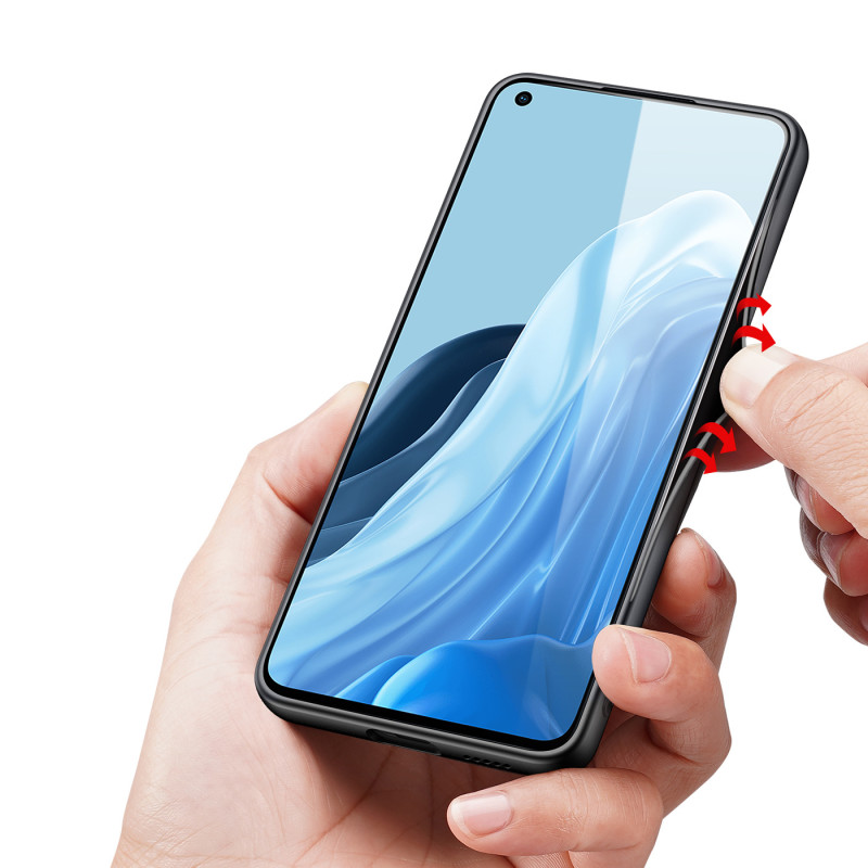 Dux Ducis Fino dėklo dangtelis, padengtas nailono medžiaga, skirtas Oppo Reno7 Pro 5G juodai
