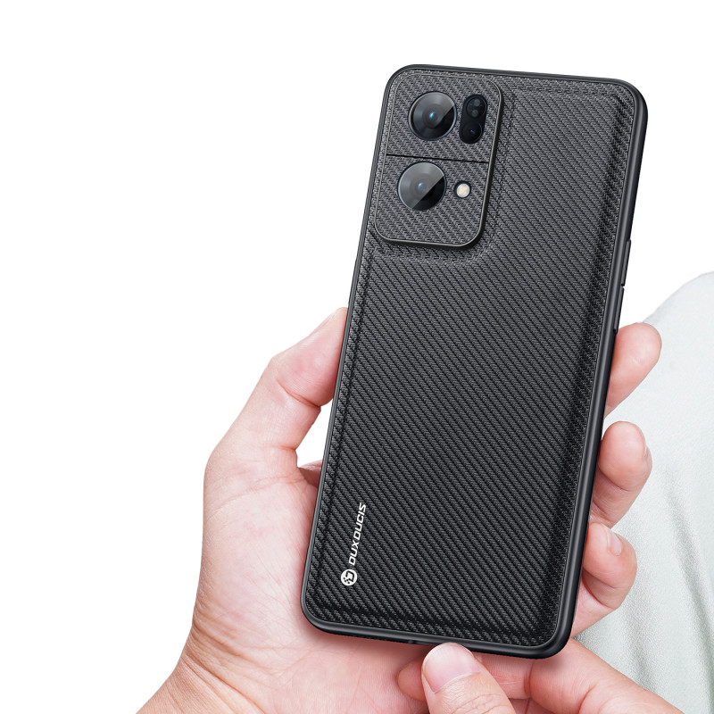 Dux Ducis Fino dėklo dangtelis, padengtas nailono medžiaga, skirtas Oppo Reno7 Pro 5G juodai
