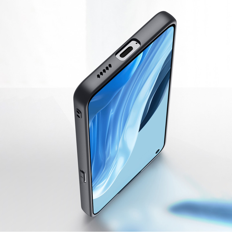 Dux Ducis Fino dėklo dangtelis, padengtas nailono medžiaga, skirtas Oppo Reno7 Pro 5G juodai