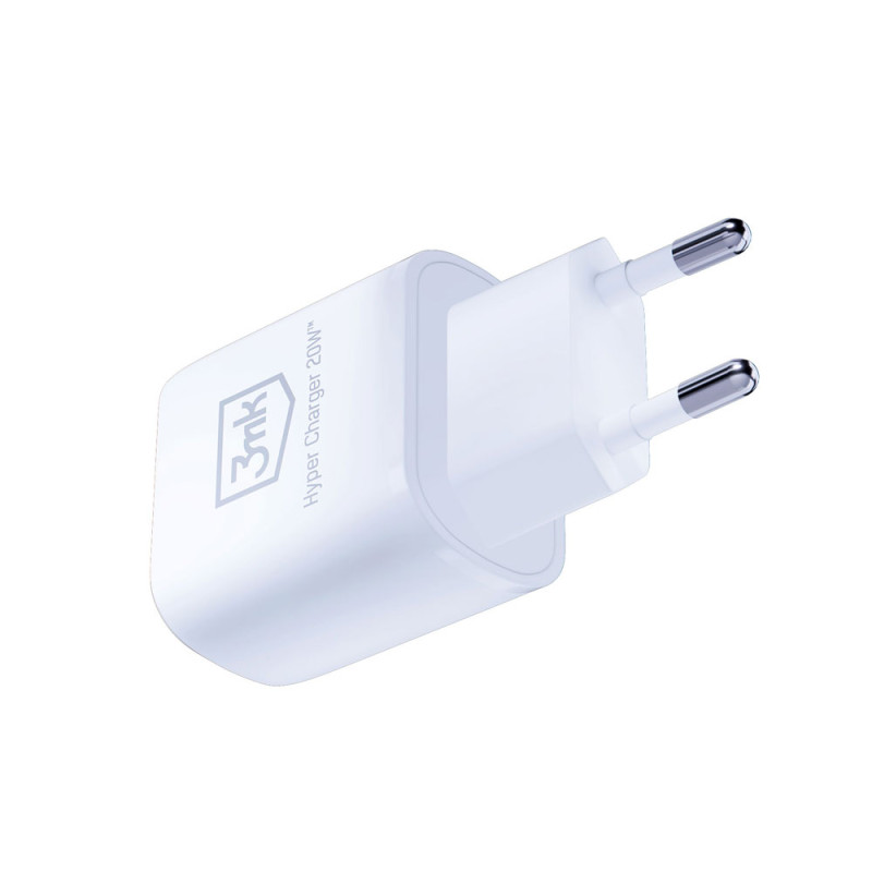 3mk Hyper Charger 20W USB-C USB-A sieninis įkroviklis – baltas