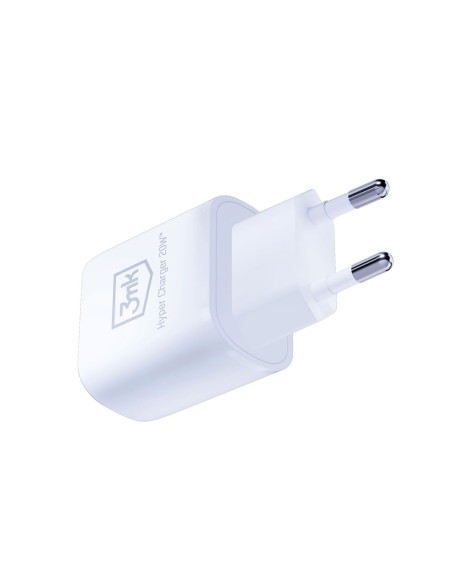 3mk Hyper Charger 20W USB-C USB-A sieninis įkroviklis – baltas 3mk Hyper Charger 20W USB-C USB-A sieninis įkroviklis – baltas