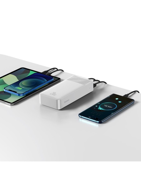 Bipow greito įkrovimo maitinimo blokas 30000 mAh USB-A microUSB laidas 0,25 m baltas