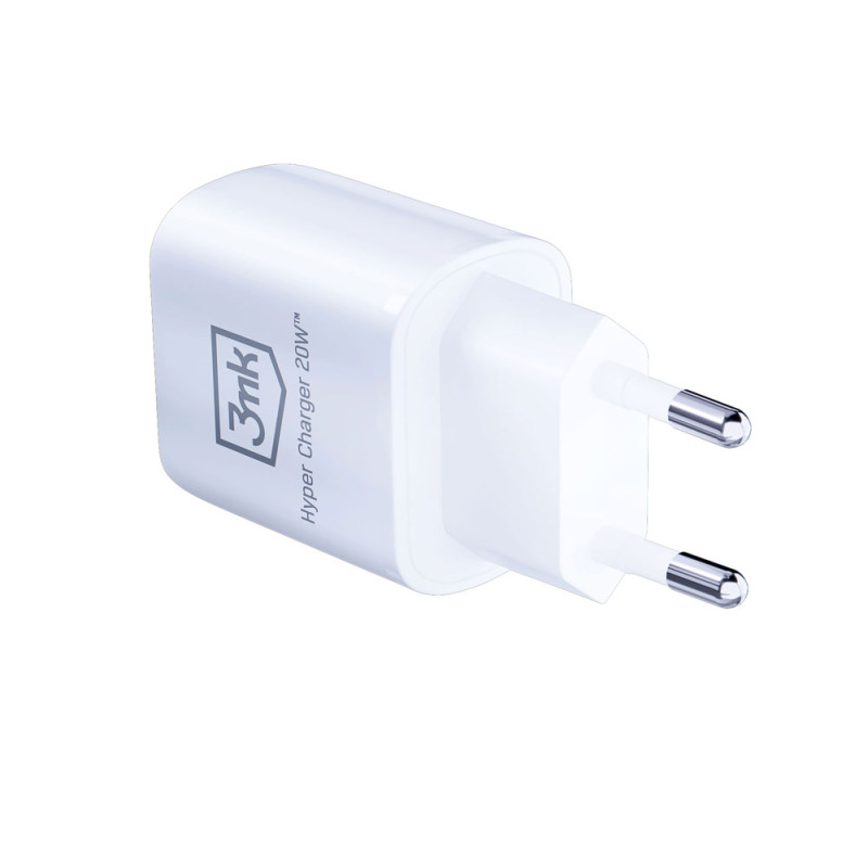 3mk Hyper Charger 20W USB-C USB-A sieninis įkroviklis – baltas