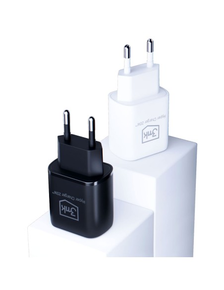 3mk Hyper Charger 20W USB-C USB-A sieninis įkroviklis – baltas 3mk Hyper Charger 20W USB-C USB-A sieninis įkroviklis – baltas