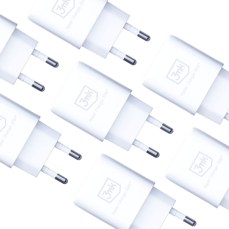 3mk Hyper Charger 20W USB-C USB-A sieninis įkroviklis – baltas