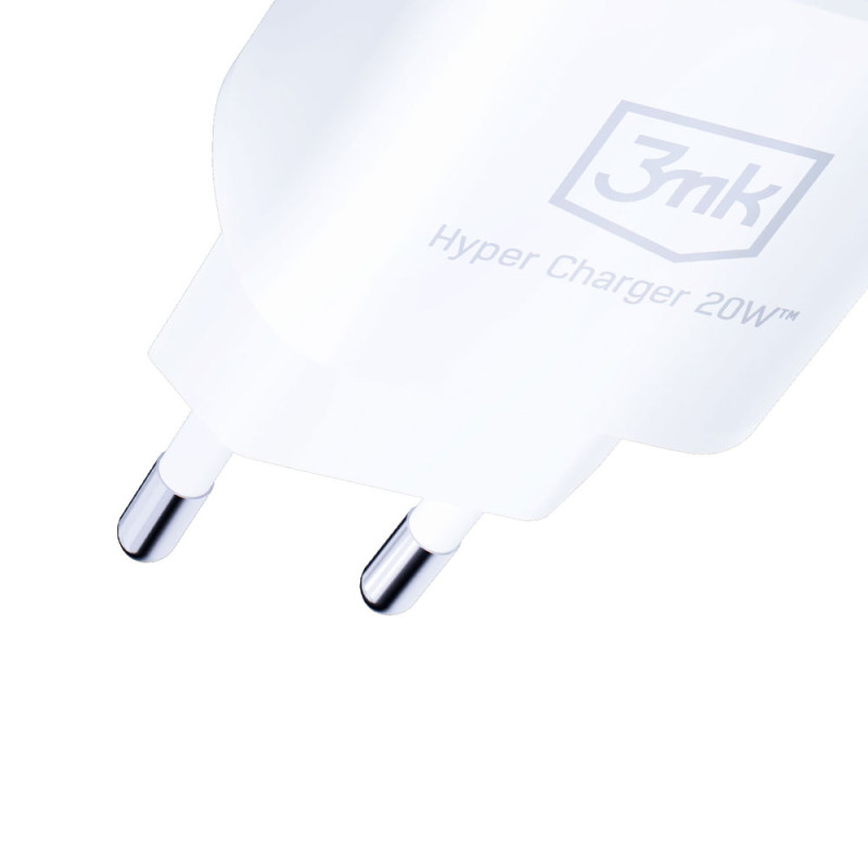 3mk Hyper Charger 20W USB-C USB-A sieninis įkroviklis – baltas