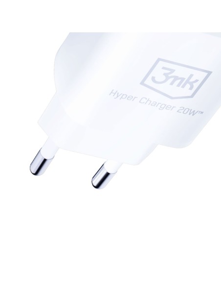 3mk Hyper Charger 20W USB-C USB-A sieninis įkroviklis – baltas 3mk Hyper Charger 20W USB-C USB-A sieninis įkroviklis – baltas