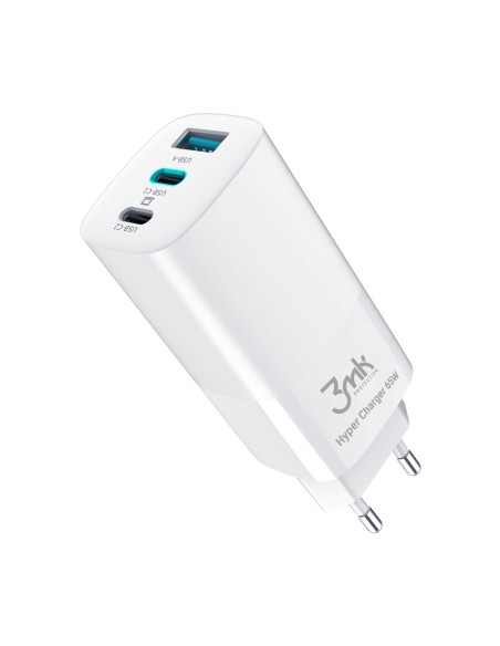 3mk Hyper Charger 65W sieninis įkroviklis 2x USB-C 2x USB-A - balta 3mk Hyper Charger 65W sieninis įkroviklis 2x USB-C 2x USB-A - balta