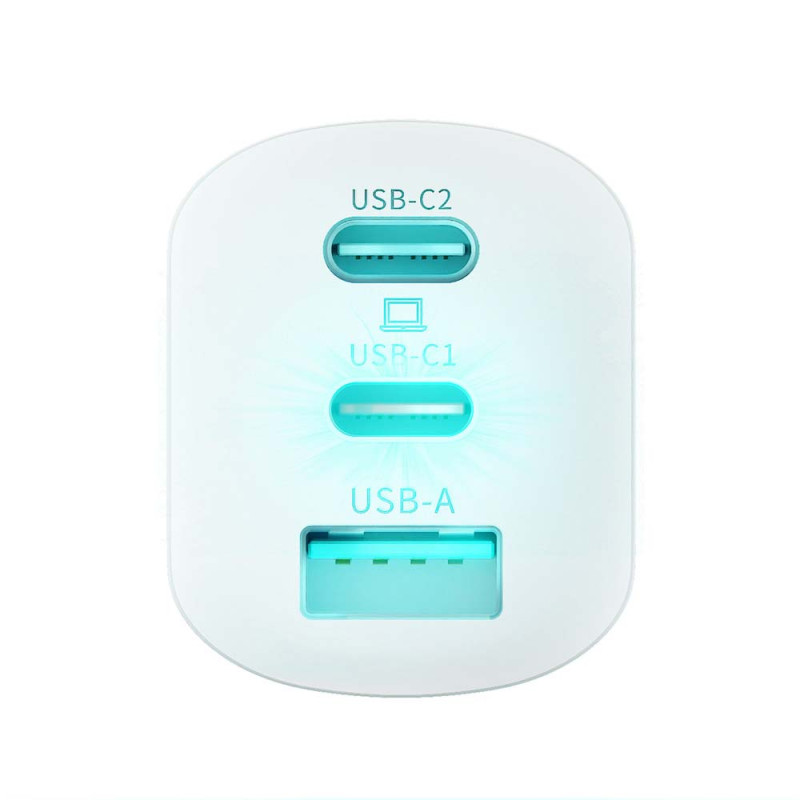 3mk Hyper Charger 65W sieninis įkroviklis 2x USB-C 2x USB-A - balta