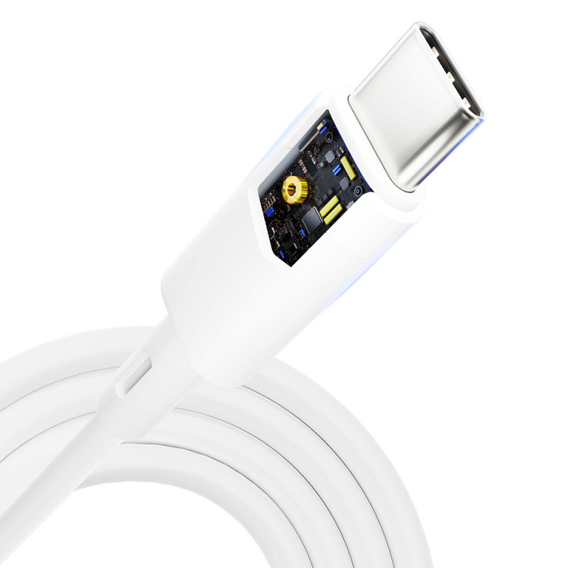 3mk Hyper Silicone Cable USB-C / USB-C 60W 3A - baltas