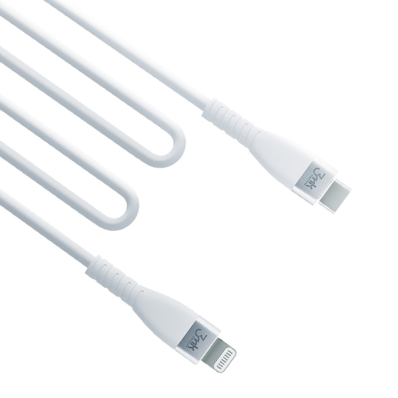 3mk Hyper Silicone Cable USB-C / Lightning 20W 3A - baltas