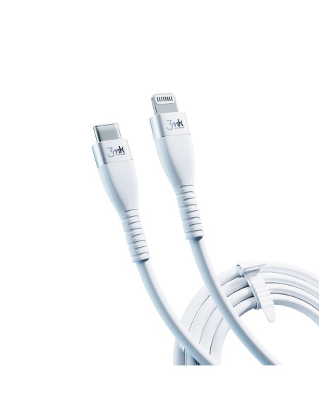 3mk Hyper Silicone Cable USB-C / Lightning 20W 3A - baltas 3mk Hyper Silicone Cable USB-C / Lightning 20W 3A - baltas