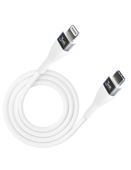 3mk Hyper Silicone Cable USB-C / Lightning 20W 3A - baltas 3mk Hyper Silicone Cable USB-C / Lightning 20W 3A - baltas