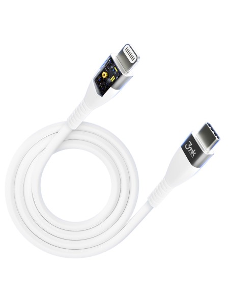 3mk Hyper Silicone Cable USB-C / Lightning 20W 3A - baltas 3mk Hyper Silicone Cable USB-C / Lightning 20W 3A - baltas