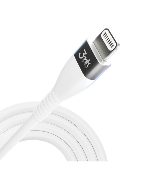 3mk Hyper Silicone Cable USB-C / Lightning 20W 3A - baltas 3mk Hyper Silicone Cable USB-C / Lightning 20W 3A - baltas