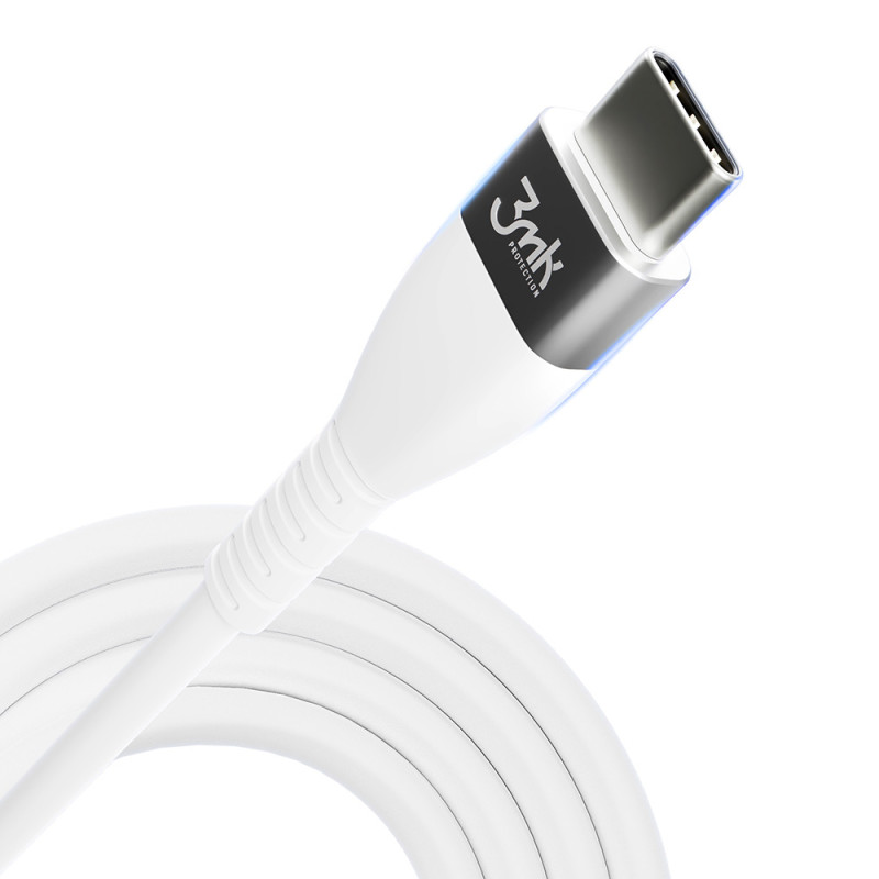 3mk Hyper Silicone Cable USB-C / Lightning 20W 3A - baltas