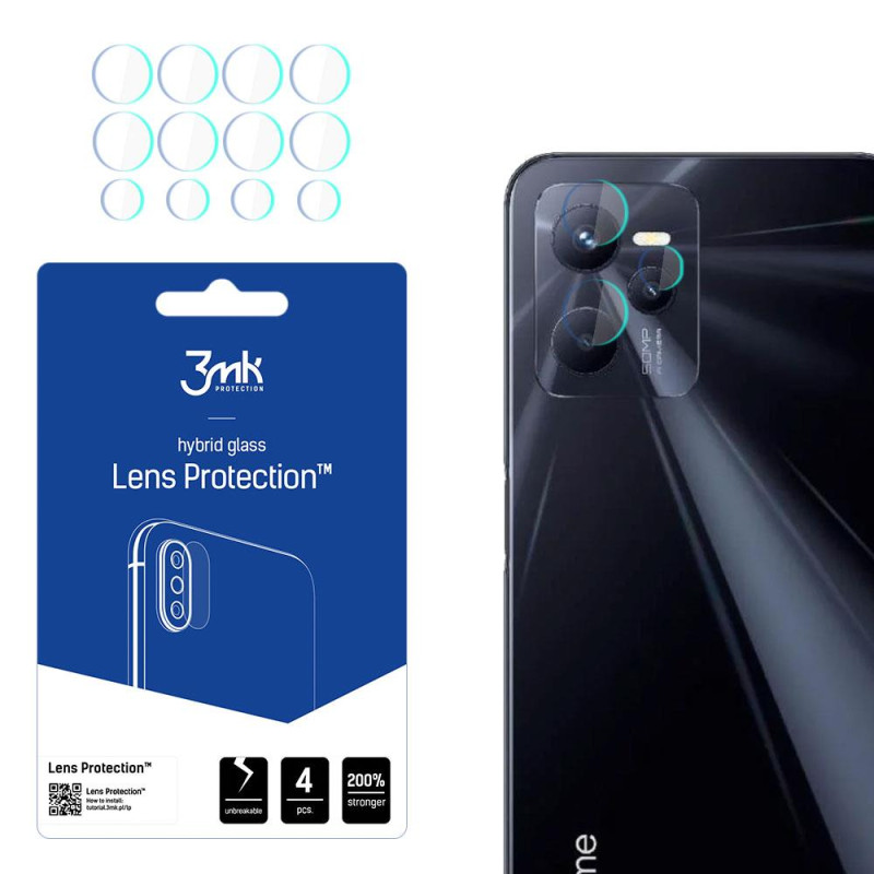 3mk Lens Protection™ hibridinis fotoaparato stiklas, skirtas Realme C35