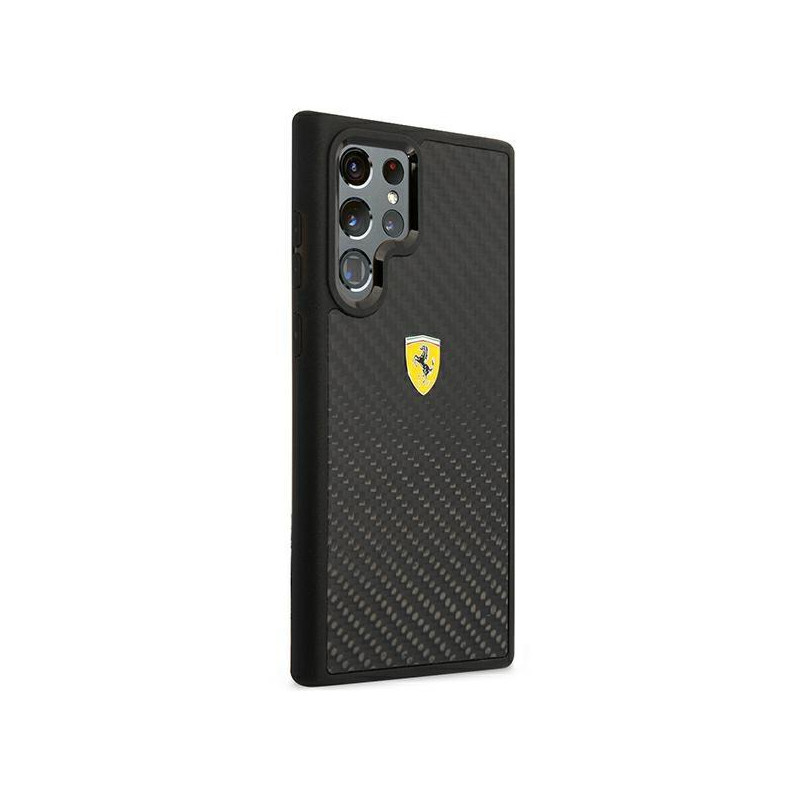 Ferrari On Track Real Carbon dėklas, skirtas Samsung Galaxy S22 Ultra - juodas