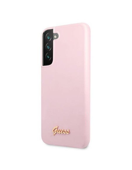 Guess Silicone Script metalo logotipo dėklas, skirtas Samsung Galaxy S22+ - levanda Guess Silicone Script metalo logotipo dėklas, skirtas Samsung Galaxy S22+ - levanda