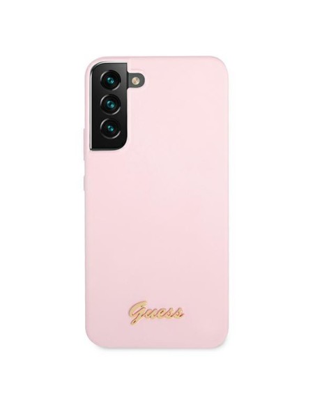 Guess Silicone Script metalo logotipo dėklas, skirtas Samsung Galaxy S22+ - levanda Guess Silicone Script metalo logotipo dėklas, skirtas Samsung Galaxy S22+ - levanda
