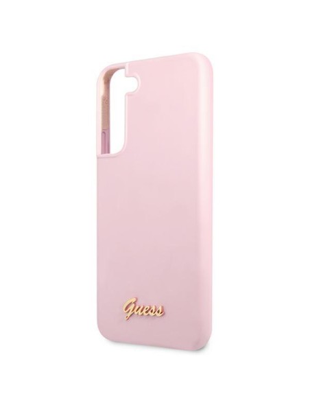 Guess Silicone Script metalo logotipo dėklas, skirtas Samsung Galaxy S22+ - levanda Guess Silicone Script metalo logotipo dėklas, skirtas Samsung Galaxy S22+ - levanda