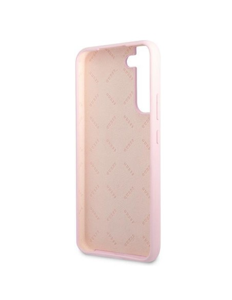 Guess Silicone Script metalo logotipo dėklas, skirtas Samsung Galaxy S22+ - levanda Guess Silicone Script metalo logotipo dėklas, skirtas Samsung Galaxy S22+ - levanda