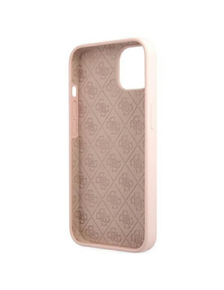 Guess Silicone Script Gold Logo MagSafe dėklas iPhone 13 - šviesiai rožinis Guess Silicone Script Gold Logo MagSafe dėklas iPhone 13 - šviesiai rožinis