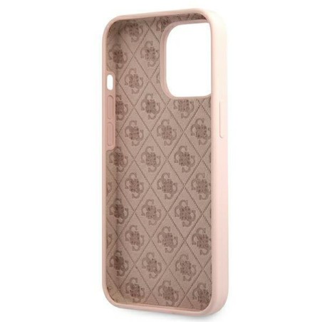 Guess Silicone Script Gold Logo MagSafe dėklas iPhone 13 Pro Max - šviesiai rožinis Guess Silicone Script Gold Logo MagSafe dėklas iPhone 13 Pro Max - šviesiai rožinis