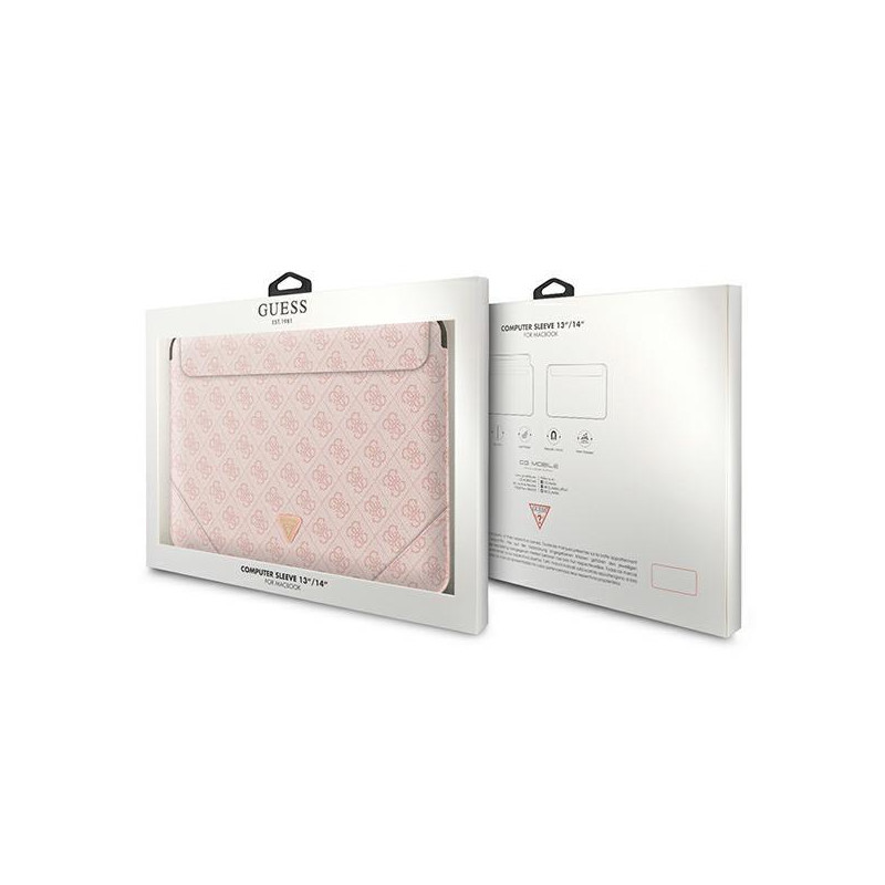 Guess 4G Uptown Triangle Logo dėklas 13-14" nešiojamam kompiuteriui – rožinis