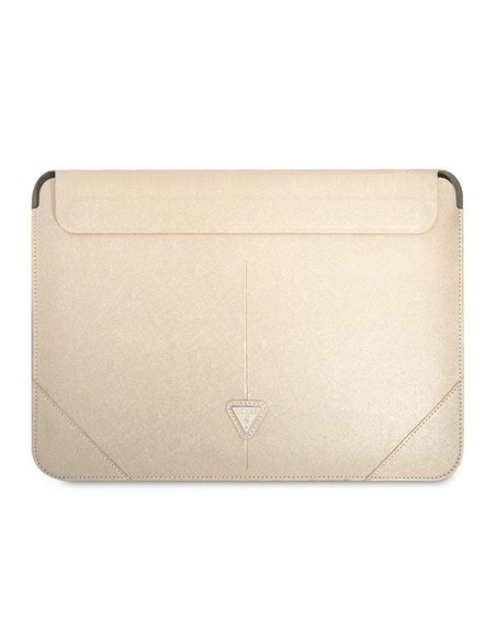 Guess Saffiano Triangle Logo dėklas 14" nešiojamam kompiuteriui - smėlio spalvos Guess Saffiano Triangle Logo dėklas 14" nešiojamam kompiuteriui - smėlio spalvos