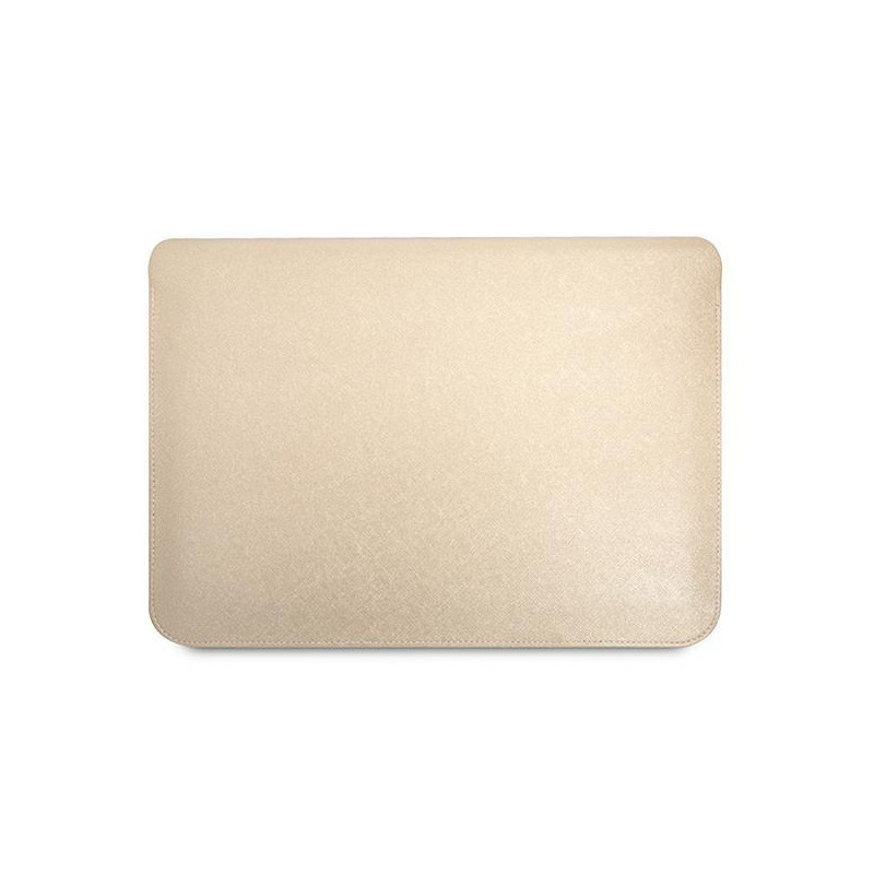 Guess Saffiano Triangle Logo dėklas 14" nešiojamam kompiuteriui - smėlio spalvos