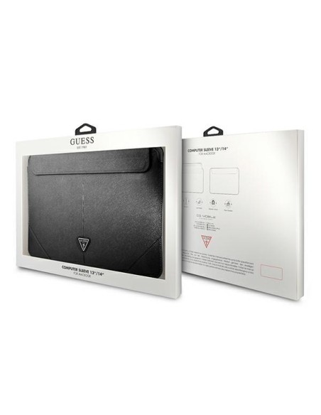 Guess Saffiano Triangle Logo dėklas 14" nešiojamam kompiuteriui - juodas Guess Saffiano Triangle Logo dėklas 14" nešiojamam kompiuteriui - juodas