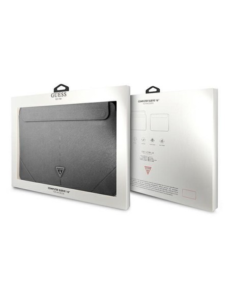 Guess Saffiano Triangle Logo dėklas 16" nešiojamam kompiuteriui – sidabrinis Guess Saffiano Triangle Logo dėklas 16" nešiojamam kompiuteriui – sidabrinis