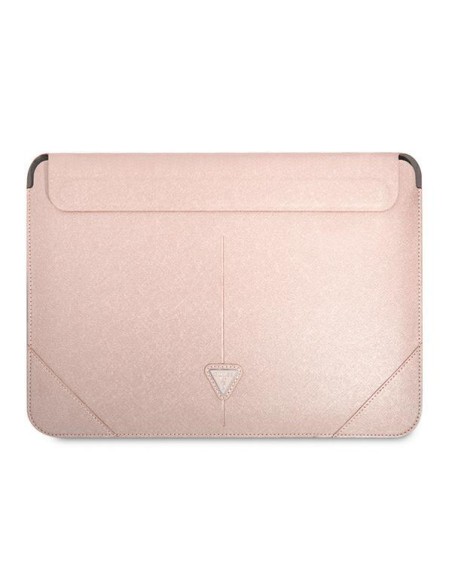 Guess Saffiano Triangle Logo dėklas 16" nešiojamam kompiuteriui – rožinis Guess Saffiano Triangle Logo dėklas 16" nešiojamam kompiuteriui – rožinis