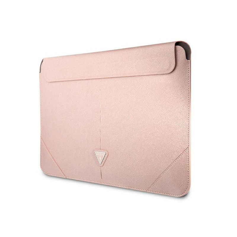 Guess Saffiano Triangle Logo dėklas 16" nešiojamam kompiuteriui – rožinis