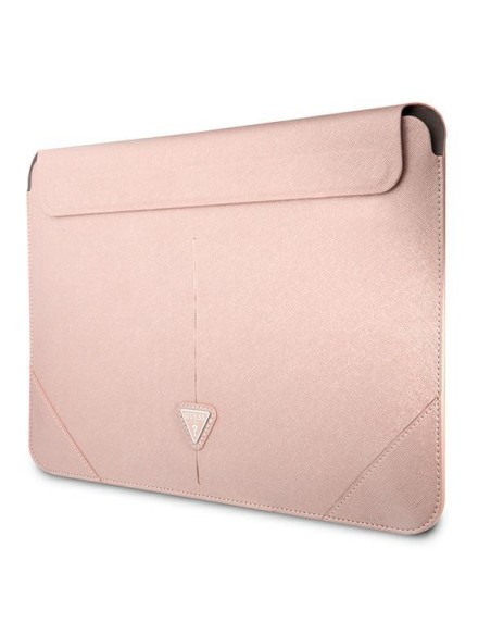 Guess Saffiano Triangle Logo dėklas 16" nešiojamam kompiuteriui – rožinis Guess Saffiano Triangle Logo dėklas 16" nešiojamam kompiuteriui – rožinis