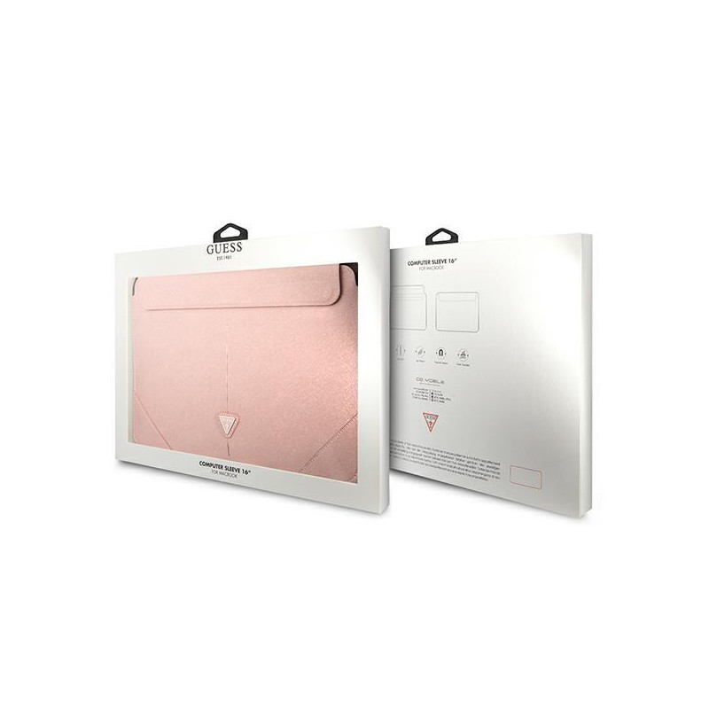 Guess Saffiano Triangle Logo dėklas 16" nešiojamam kompiuteriui – rožinis