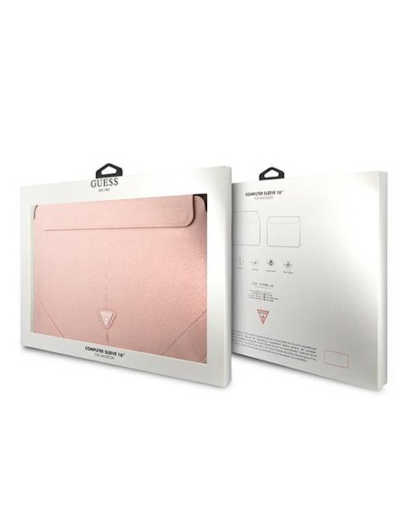 Guess Saffiano Triangle Logo dėklas 16" nešiojamam kompiuteriui – rožinis Guess Saffiano Triangle Logo dėklas 16" nešiojamam kompiuteriui – rožinis